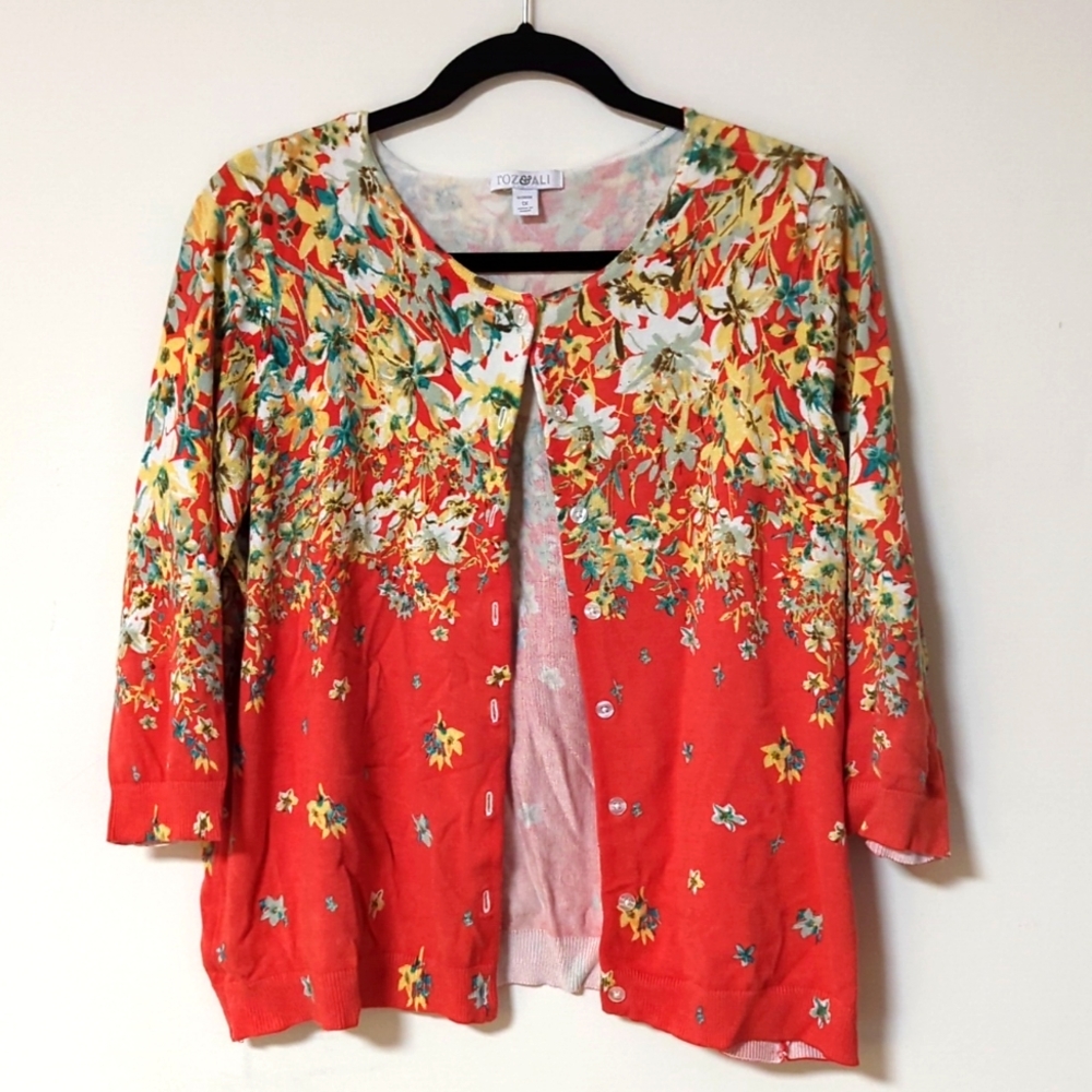 Orange Floral Cardigan